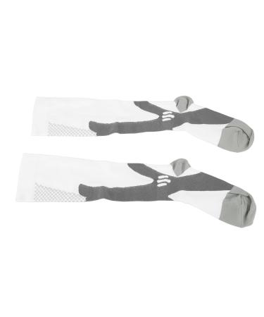 Hiraith Athletic Compression Socks Comfortable to Wear Muscle Shock Absorption Compression Socks White for Sports L XL 35-39