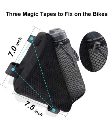 BOBILIFE Bike Triangle Frame Bag - Black w/ Bottle Holder | Cycling Storage Pouch for Road & Mountain Bikes - Buy Online on SooperMarket.com