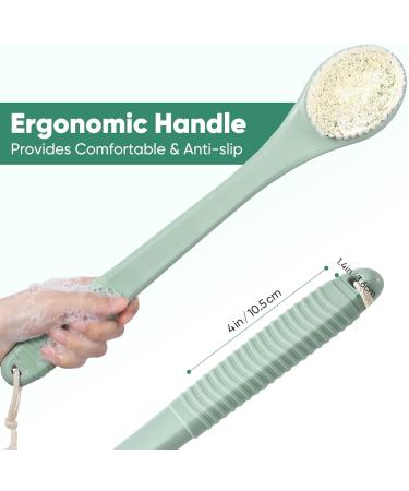 Long Handle Exfoliating Back Shower Brush - Dark Green Body Scrubber - Buy Online on SooperMarket.com