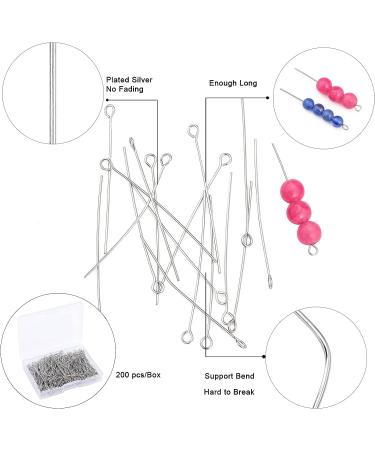 DADIFEN 304 Stainless Steel Eye Pins 40mm 200pcs/Box - DIY Jewelry Making Supplies for Earrings, Necklaces, and Bracelets - Buy Online on SooperMarket.com