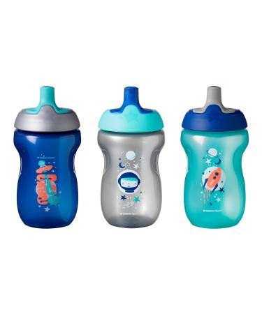 Tommee Tippee Sportee Toddler Sports Sippy Cup | Spill-Proof BPA-Free 12+ months 10oz 3 Count Blue Gray & Teal
