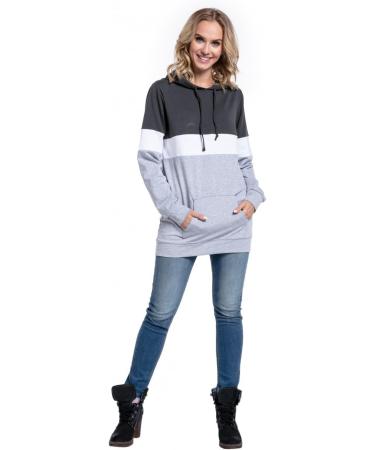 Happy Mama Women's Nursing Hoodie Breastfeeding Maternity 503p - Graphite/Off White/Light Grey - Buy Online on SooperMarket.com