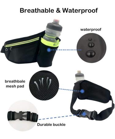 Hydration Waist Pack with Water Bottle Holder - Running Belt Waist Pouch for Men & Women - Includes Phone Holder & Key Pocket - Buy Online on SooperMarket.com