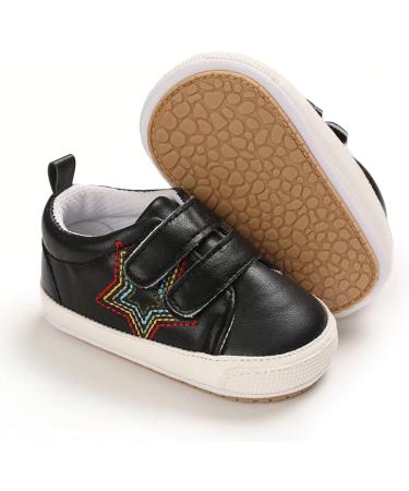 Cheerful Mario Baby First Walking Shoes - Soft PU Leather Prewalkers 3-6 Months (Black Star) - Buy Online on SooperMarket.com