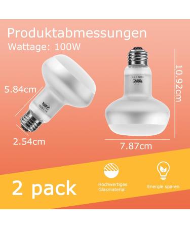 Buy Lucky Herp Reptiles Heat Lamp 100W - UV UVA Light for Turtles Chickens Dogs & Amphibians | 2-Pack Upgrade for Terrariums - Buy Online on SooperMarket.com
