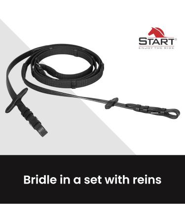 Buy Start Simple Bridle with Reins - Black English Combined Riding Strap for Shetland Pony Thoroughbred & Warmblood - Durable Leather Bridle 19mm - Buy Online on SooperMarket.com