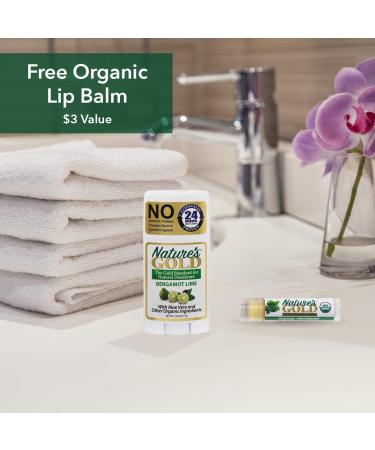 Nature's Gold Aluminum-Free Deodorant for Men & Women with Organic Lip Balm - Aloe Vera Infused, Safe for Sensitive Skin - Heavenly Bergamot Lime - Buy Online on SooperMarket.com