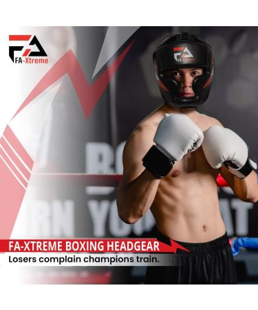 FA-Xtreme Boxing Headgear - Black | Head Gear & Mouth Guard for MMA Kickboxing | Adults & Kids 11+ Large | Ideal for Sparring & Training - Buy Online on SooperMarket.com