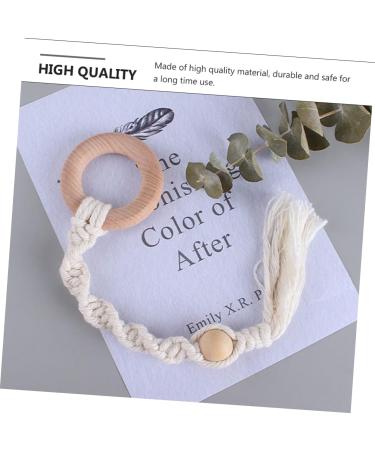 Vicasky 3 Pcs Handwoven Cotton Rope Dental Care Toys - Bitter Cotton Bite Sticks & Rings for Toddlers | Safe Handmade Beech Teething Relief - Buy Online on SooperMarket.com