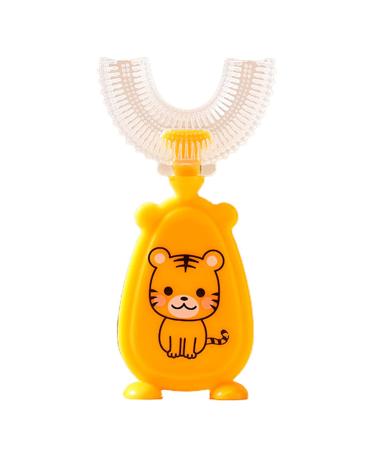 Liquid Silicone Soft Bristle Brush Head Standing Infant Toothbrush Convenient Baby Toothbrush Safe Use Silicone 360 Degree U-shaped Baby Tooth Brush for Daily Use Yellow Large Large Yellow