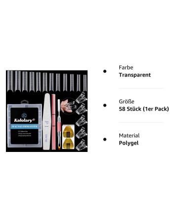 Kalolary Nail Extension Set - 120 U-Curve Nail Tips 50 Art Forms Nail Clips & Dual-Ended Brush | DIY Nail Art Tools for Stunning Manicures - Buy Online on SooperMarket.com