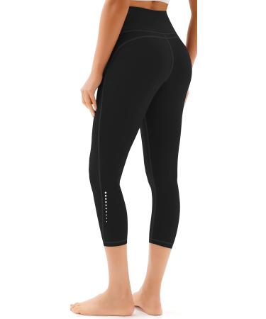 AFITNE High Waisted Capri Leggings for Women | Tummy Control Workout Pants with Pockets | X-Small Black - Buy Online on SooperMarket.com