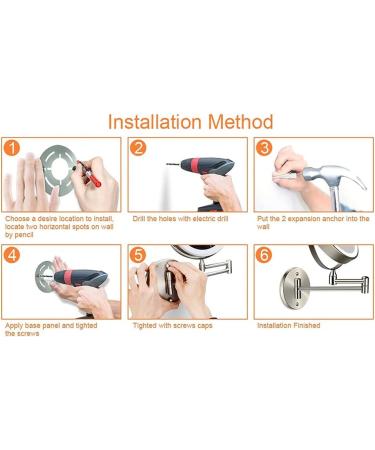 Wresetly 8In Chargeable Vanity/Bathroom Double Side Mirror 1X/10X Enlarge LED&3Color Temp Touch Screen 360 Rotat C - Buy Online on SooperMarket.com