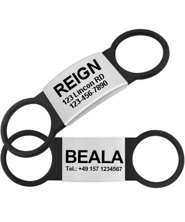 Tagme 2 Pack Dog brand/dog brand with engraving for dogs for small and medium -sized dog breeds personalizable black m m (2 pack) black