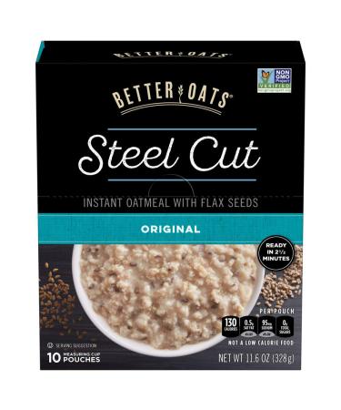 Better Oats Steel Cut Instant Oatmeal with Flax Seeds Original 11.6 Ounce (Pack of 6)