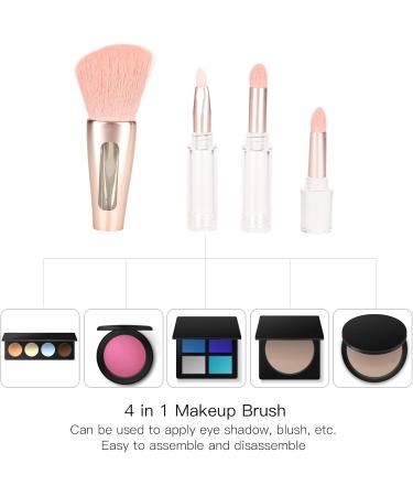 4 in 1 Makeup Brush Transparent Handle Portable Soft Hair Professional Eyeshadow Blush Uniform Coloring for Daily Use for Dating Party - Buy Online on SooperMarket.com