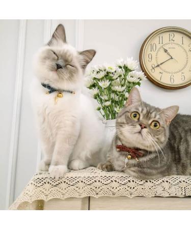 PetSoKoo Cute Bowtie Cat Collar with Bell | Japanese Style Bowknot & Fish Charm | Safety Breakaway | Soft & Lightweight | for Male & Female Cats & Kittens (Tea Green) - Buy Online on SooperMarket.com