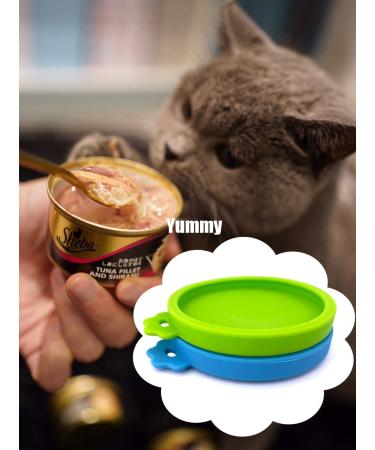 COMTIM Small Cat Food Can Lids - 2 Pack Silicone Covers for 3 oz Cans - Blue/Green - Buy Online on SooperMarket.com