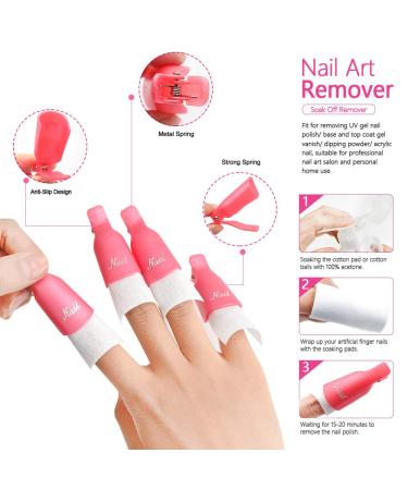 Professional Gel Nail Polish Remover Kit - Acetone Pump Dispenser, Nail Clips, Foil Wraps, Pusher & Brush - Acrylic/UV Gel/Soak-Off Polish Removal - Pink - Buy Online on SooperMarket.com