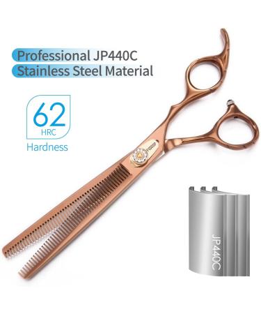 FOGOSP 7 Professional Dog Thinning Shears | Double Sided 48 Teeth Blender Scissors | 25% Thinning Rate Japan 440C (Bronze) - Buy Online on SooperMarket.com