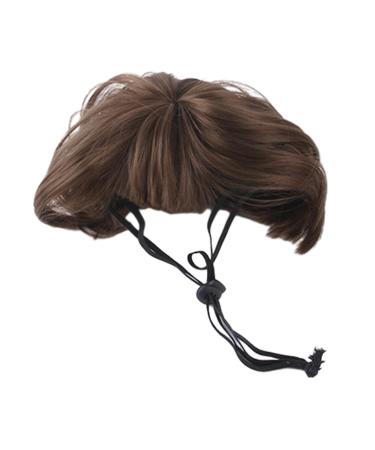 1 Piece Pet Wig Dog and Cat Cosplay Wig Christmas Dog Wig Large and Small Dog Wig Pet Wig with Bangs Suitable for Artistic Photos and Holiday Parties (Brown)