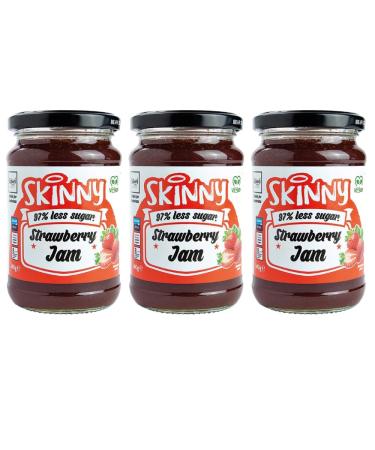 Skinny 3 x 340g Strawberry Jam With Welari Thank You Card 97% Less Sugar Vegan Fruit Sweet Breakfast Spread NO Sugar (1020g)