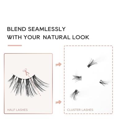 Natural Look Half False Wispy 3D Faux Mink Lashes - 7 Pairs C03 Pack | Clear Band Half Eyelashes in Various Lengths (6MM-15MM) - Buy Online on SooperMarket.com