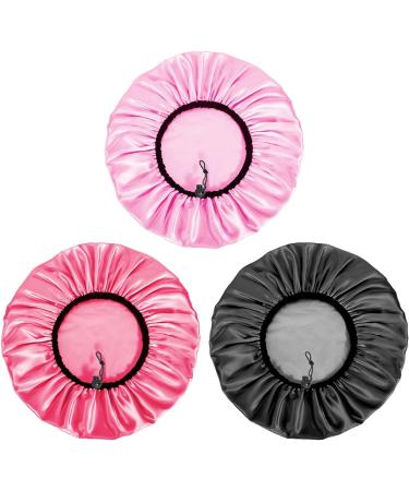 Auban Adjustable Reusable Extra Large Shower Cap - Waterproof Bathing Cap for Women - 3 Colors (Pink, Rose Red, Black) - Buy Online on SooperMarket.com