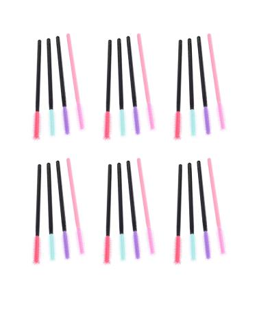 LEORX 200pcs Silicone Eyelash Brushes Disposable Mascara Applicator Wands Brush for Lash Extensions (Colorful)