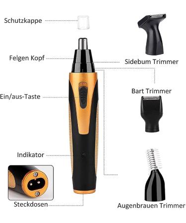 4-in-1 USB Rechargeable Nose Hair Trimmer | Waterproof Cordless Ear & Nose Trimmer for Men & Women - Easy Cleansing Tool - Buy Online on SooperMarket.com