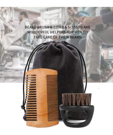 YMZ Men's Double Sided Beard Comb & Shaving Brush Set - Premium Grooming Tool for Stylish Beards | International Shipping Available - Buy Online on SooperMarket.com