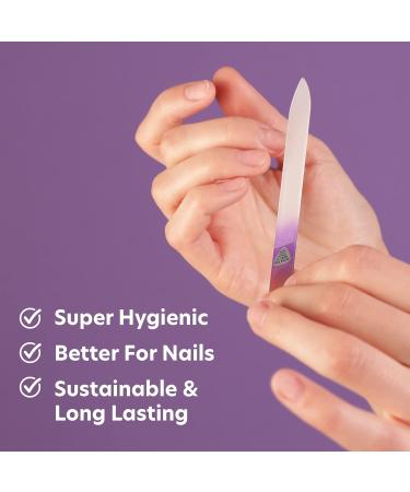 Premium Czech Glass Nail File with Case - Bona Fide Beauty Precision Manicure Tool - Smooth Surface Gold Violet Design - Buy Online on SooperMarket.com