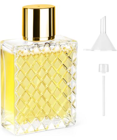 Ysimple 100ml Perfume Atomiser Portable Clear Empty Glass Perfume Spray Bottles Refillable Perfume Atomizer Large Cosmetic Fine Mist Atomizer for Travel (Gold)