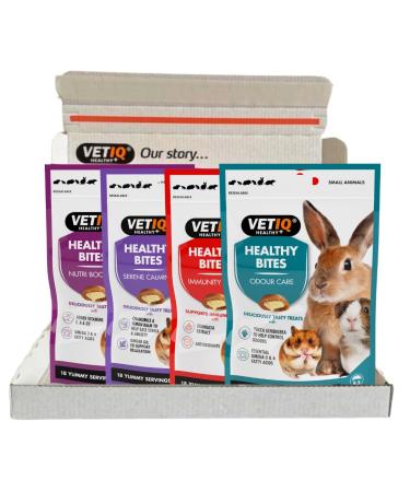 VETIQ Healthy Bites Small Animals Variety Pack 4x30g For Hamster Guinea Pig & Rabbit Treats Odour control Nutrition booster immune system care calming remedy dental care with no preservatives 30 g (Pack of 4) Variety Pack 4x30g