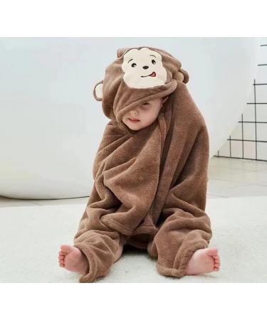 Gneliwm Baby Hooded Bath Towel Swaddle Wrap Blanket Bathrobe Ultra Soft Absorbent Coral Velvet Poncho Shower Towel for Newborn Infant Toddler (Brown Monkey) - Buy Online on SooperMarket.com