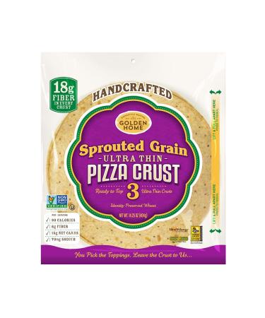 Golden Home UltraThin 12 Inch Pizza Crusts - Pack of 1 3 Crusts - Healthy Choice with Super Easy to Bake Shelf Stable 6 Months Perfect for your pantry Sprouted Grains 14.25 Oz