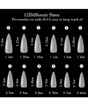 Noverlife 1200PCS Long Almond Shape False Nails | Full Cover Acrylic Nail Tips for Nail Salon Mani-pedi & Nail Art - Natural - Buy Online on SooperMarket.com