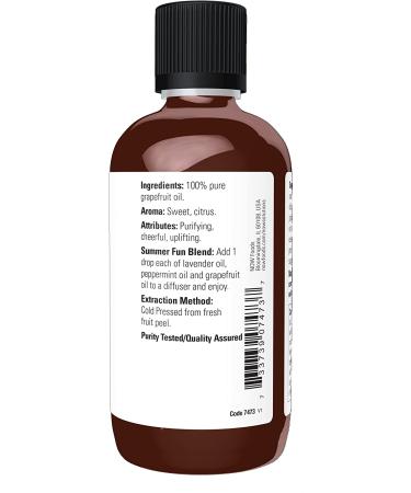 NOW Grapefruit Essential Oil 4oz - 100% Pure, Vegan, Cold Pressed Aromatherapy Scent with Child Resistant Cap - Buy Online on SooperMarket.com