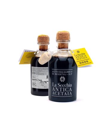 La Secchia - Balsamic Vinegar of Modena IGP "Four Stars" Aged in 16 Juniper Barrels Medium-High Density 250 ml Bottle with Cork Dosing Cap Italian Balsamico Modena