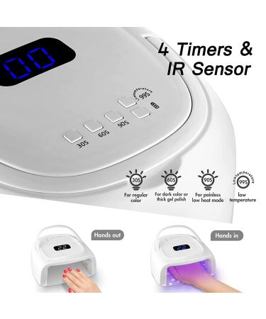 60W Rechargeable UV LED Nail Lamp with 42 Beads, Wireless & Portable Handle - Professional Curing Lamp for Fingernail and Toenail - Auto Sensor, Quick Dry Nail Machine - Buy Online on SooperMarket.com