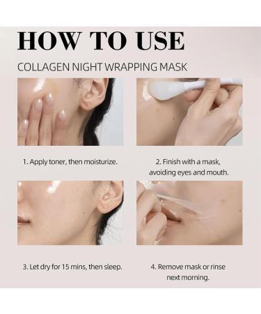 Collagen Night Wrapping Mask Collagen Overnight Face Mask Peel Off Face Masks - Hydrolyzed Collagen Face Masks Skincare for Elasticity & Hydration Tight Skin Reduce Sagging & Dullness - Buy Online on SooperMarket.com