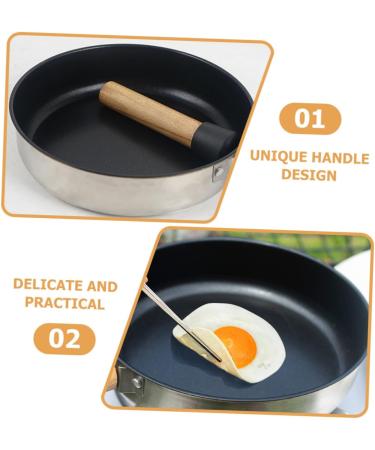 BCOATH Camping Portable Pan Egg Pan Flat Skillet Camping Cookware Griddle Pan Stainless Steel Cookware Pans Portable Camping Pan Mini Egg Cooker Multi-Function Pan Non Stick Wok Wood - Buy Online on SooperMarket.com