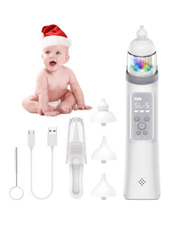 Nasal Aspirator Baby Baby Nasal Aspirator USB Charging Baby Nose Unblocker 5 Suction Levels & 3 Silicone Tips Nose Sucker for Babies/Newborns/Toddlers/Infants with Music & Light Soothing Function 0-36 mths