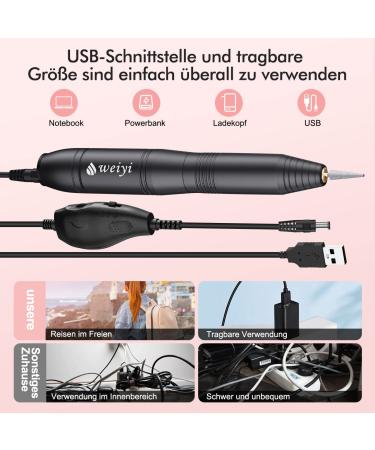 Weyi Nail Miller - Electric Nail File for Gel & Acrylic Nails 20 000 RPM USB Adjustable Speed 11-in-1 Manicure Pedicure Set Professional Quality - International Shipping Available - Buy Online on SooperMarket.com