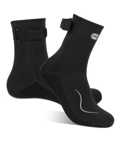 Gimilife Neoprene Socks, 3MM Water Socks for Women Men, Waterproof Diving Wetsuit Socks High Cut / Black-black S (MEN 6-7, WOMEN 6-8)