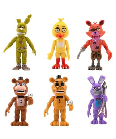 6PCS Night Bear Mini Figures Night Bear Cake Toppers Cake Decoration Mini Freddy's Figures Set for Boys Girls Birthday Party Babay Showers Celebration Supplies