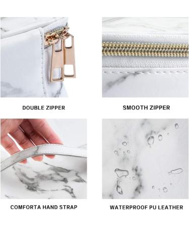 MAGEFY 3Pcs Travel Makeup Bags - Waterproof Organizer with Gold Zipper, Marble Toiletry Bags for Women - Buy Online on SooperMarket.com