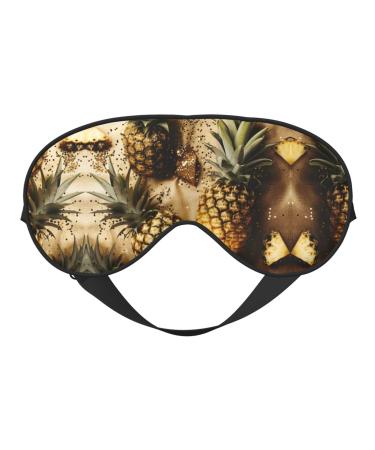 Gold Glitter Pineapples Fruit Soft Sleep Eye Mask Female Breathable Eye Patch Perfect for Travel and Relaxation