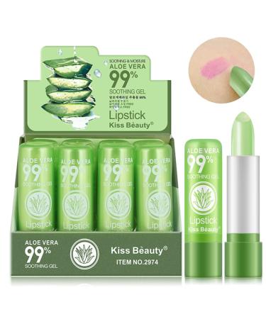 12PC Aloe Vera Lip Balm Set - Natural Color Changing Lipstick Moisturizing Gift for Girls - Buy Online on SooperMarket.com