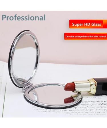 Zcooooool Round Folding Makeup Mirror 8CM - Professional Double-Sided Compact Mirror, PU Surface, Handbag Mirror, White - Buy Online on SooperMarket.com